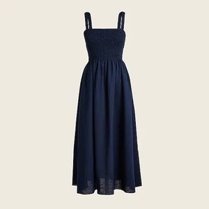 J. Crew Smocked beach dress in linen